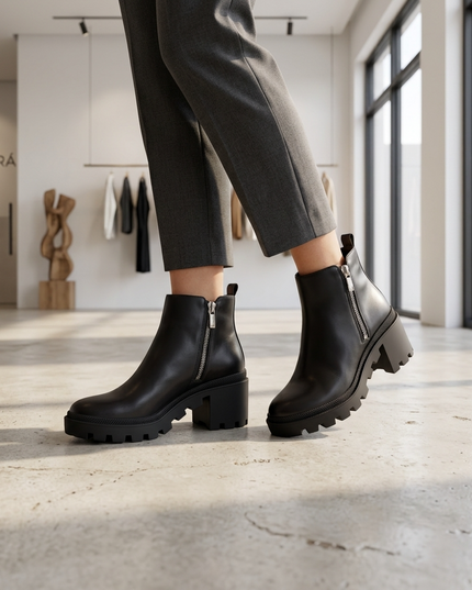 Sophora Damen Leder Ankle Boots | Black