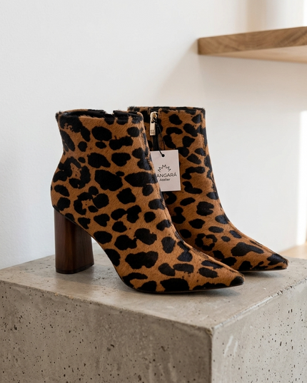Sapucaia Damen Leder Ankle Boots | Animal Print Brown