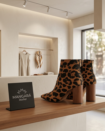 Sapucaia Damen Leder Ankle Boots | Animal Print Brown