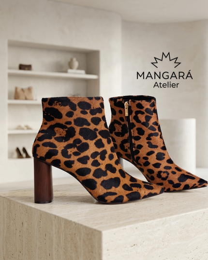 Sapucaia Damen Leder Ankle Boots | Animal Print Brown