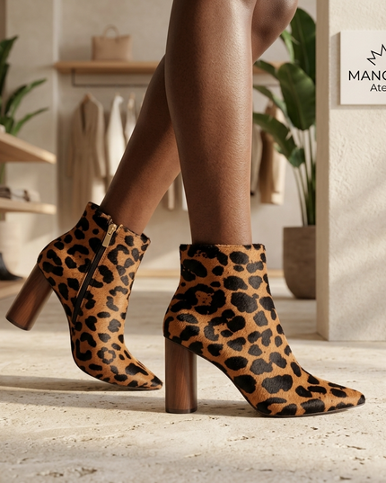 Sapucaia Damen Leder Ankle Boots | Animal Print Brown