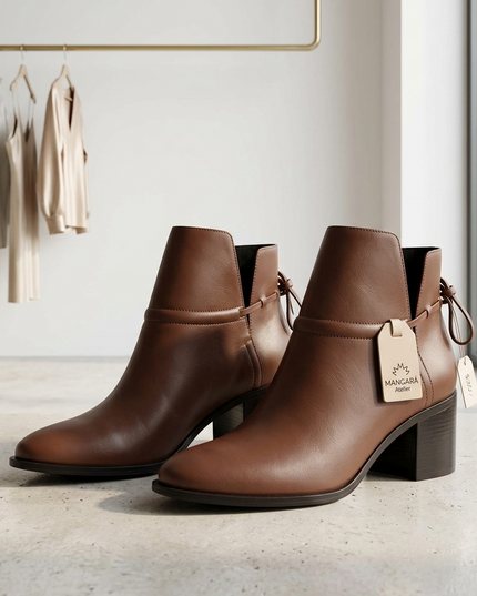 Attalea Damen Leder Ankle Boots | Brown