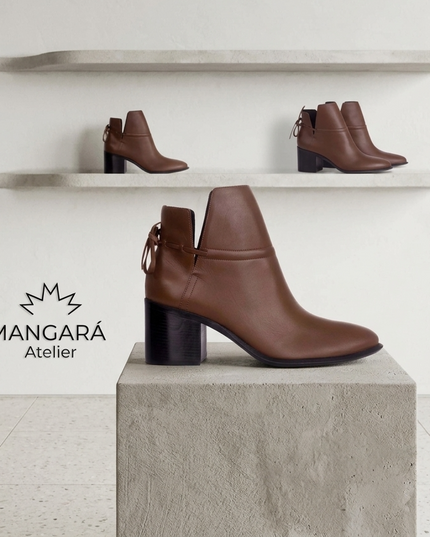 Attalea Damen Leder Ankle Boots | Brown