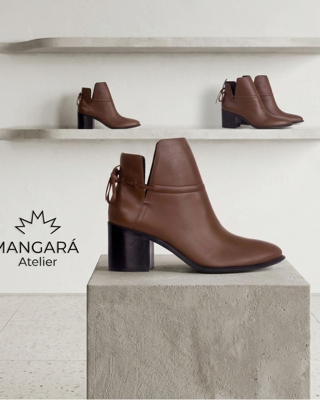 Attalea Damen Leder Ankle Boots | Brown