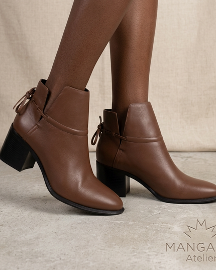 Attalea Damen Leder Ankle Boots | Brown