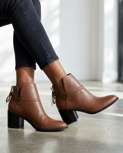 Attalea Damen Leder Ankle Boots | Brown