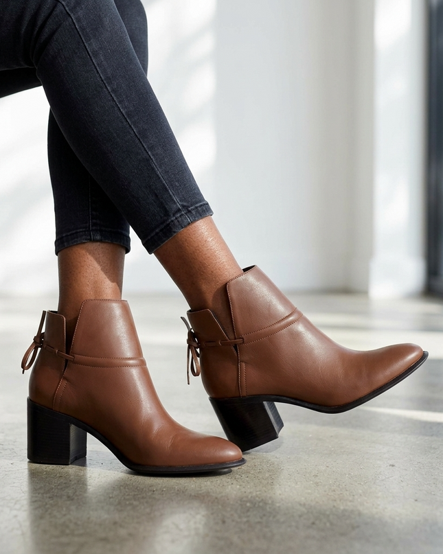 Attalea Damen Leder Ankle Boots | Brown