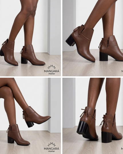 Attalea Damen Leder Ankle Boots | Brown