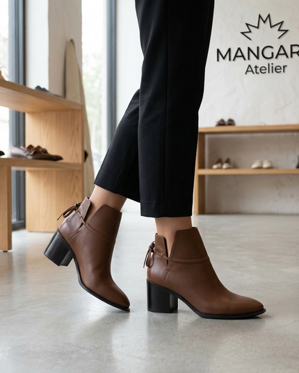 Attalea Damen Leder Ankle Boots | Brown