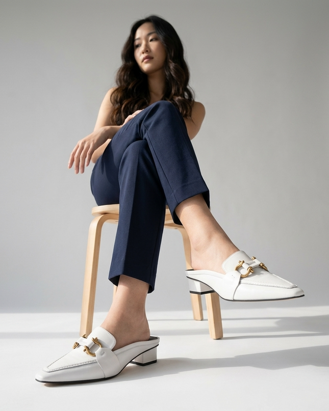 Classic Chain Slip-On Mules | Black / Blue / White