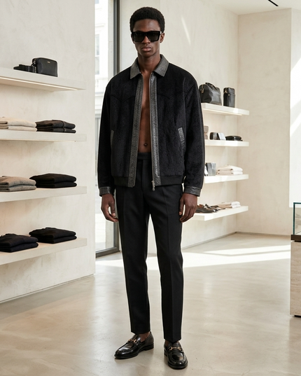 Herren Shearling Bomber Jacke Lower East Side