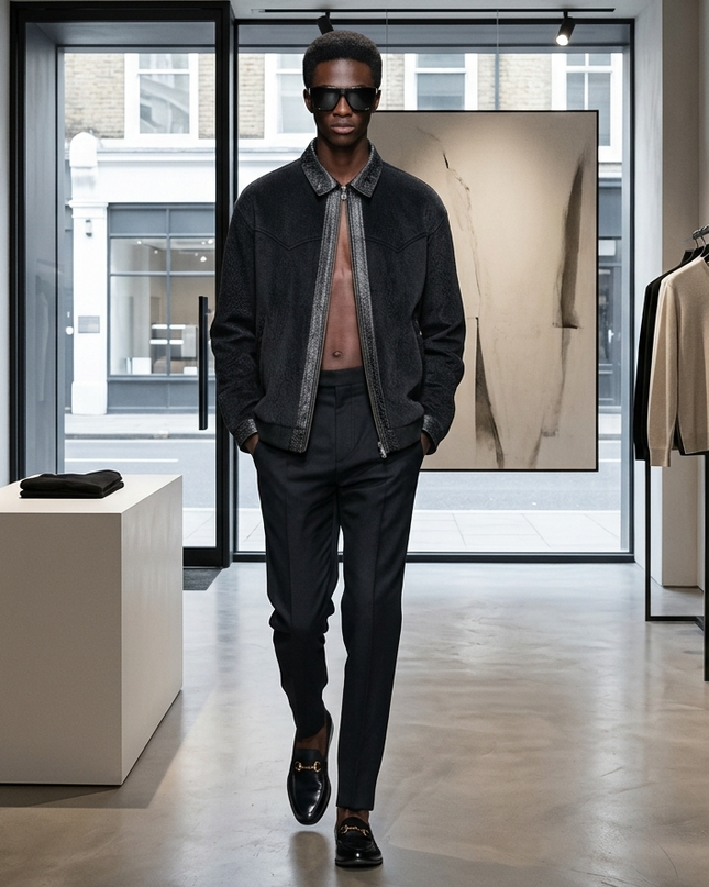 Herren Shearling Bomber Jacke Lower East Side
