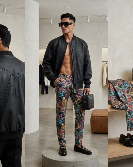 Herren Vegan Leder Bomber Jacke East Village NYFW
