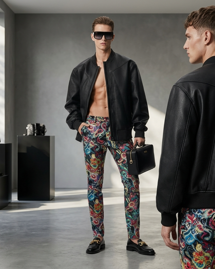 Herren Vegan Leder Bomber Jacke East Village NYFW