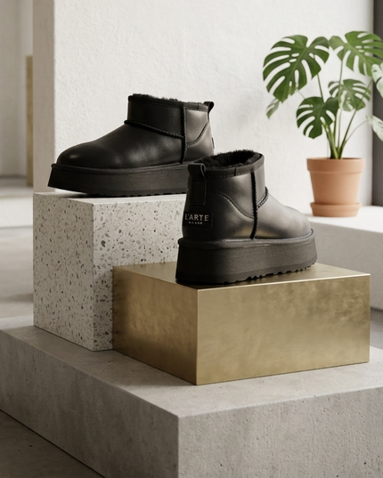 Damen Leder Stiefel mit Isolierung L'Arte Milano – Schwarz | Made in Italy