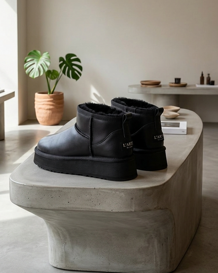 Damen Leder Stiefel mit Isolierung L'Arte Milano – Schwarz | Made in Italy