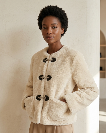Jacke Cremeweiß — HAMPTONS TOGGLE SHORT COAT
