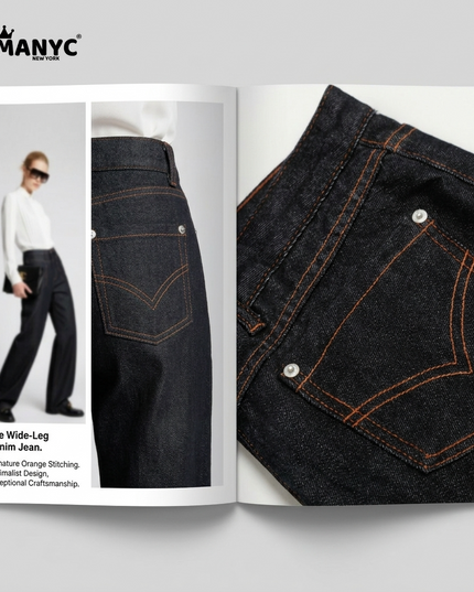 Wide-Leg Denim Hose mit Inverted Pocket Design