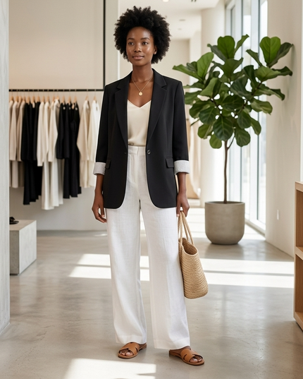 WALL STREET — Damen Oversized Blazer Schwarz | Nadelstreifen-Aufschlag