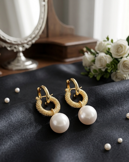 Pearl Hoop Earrings Golden Luster SOHO BYMANYC ® New York