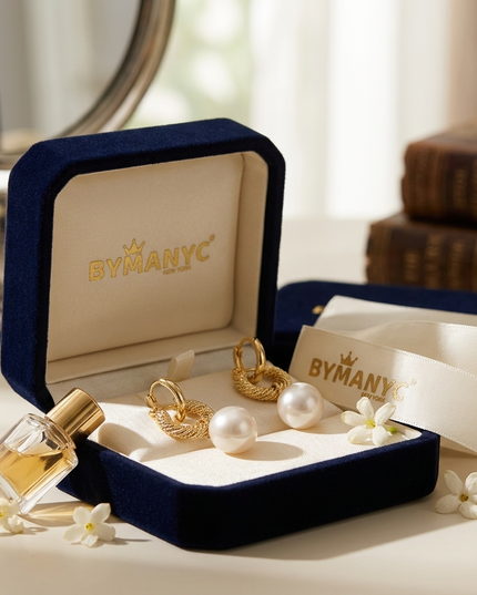Pearl Hoop Earrings Golden Luster SOHO BYMANYC ® New York