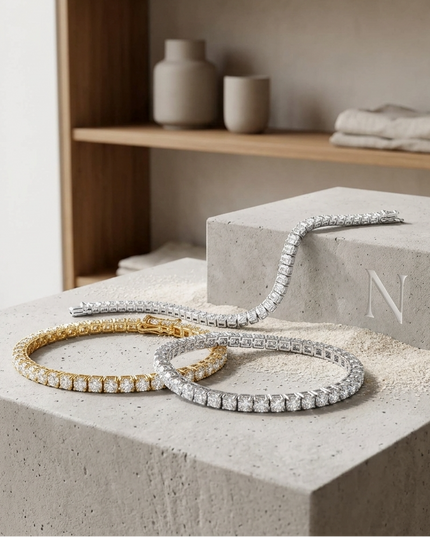 LAURA — Geometrisches Halskette & Armband Set | Gold / Rhodium | Denise Pacini