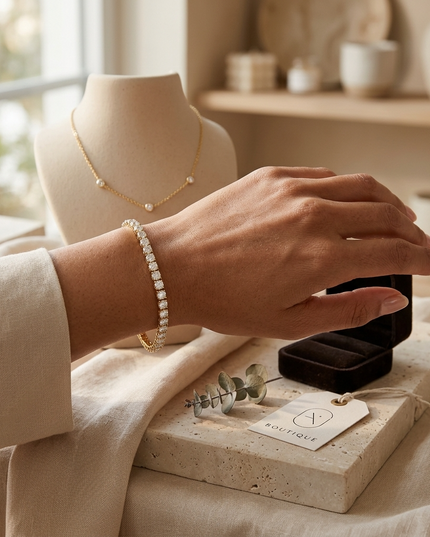 LAURA — Geometrisches Halskette & Armband Set | Gold / Rhodium | Denise Pacini