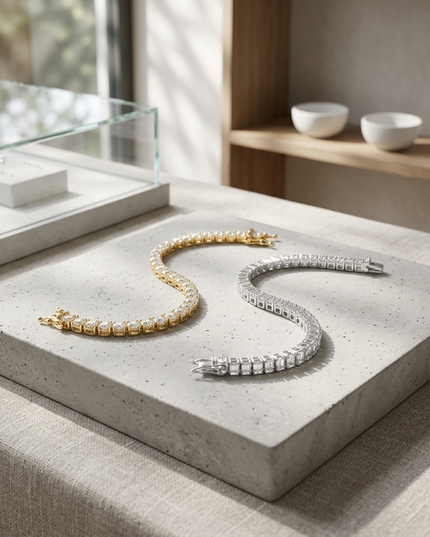 LAURA — Geometrisches Halskette & Armband Set | Gold / Rhodium | Denise Pacini
