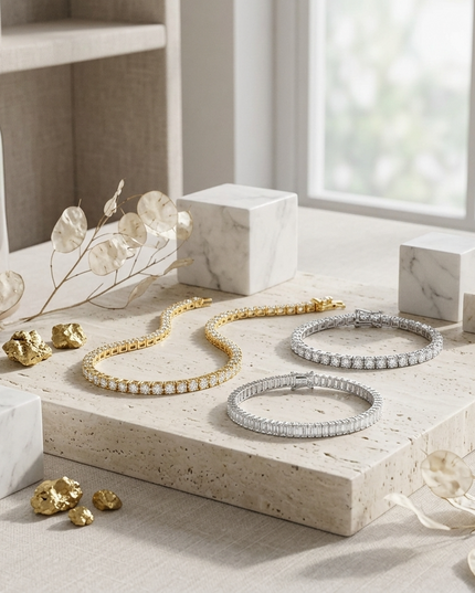 LAURA — Geometrisches Halskette & Armband Set | Gold / Rhodium | Denise Pacini