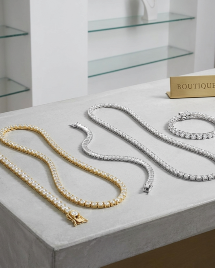 LAURA — Geometrisches Halskette & Armband Set | Gold / Rhodium | Denise Pacini