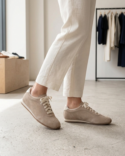 Damen Leder-Freizeitschuhe Beige