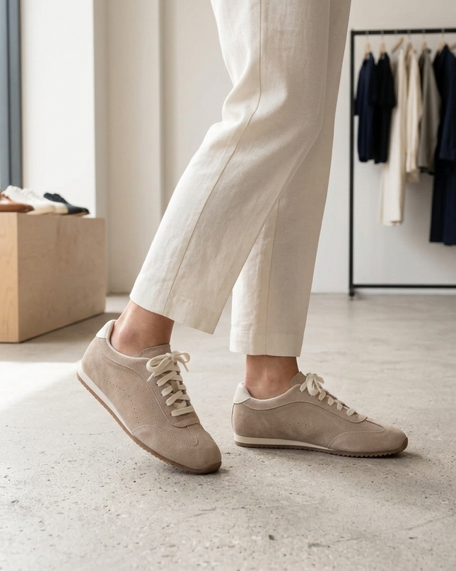 Damen Leder-Freizeitschuhe Beige