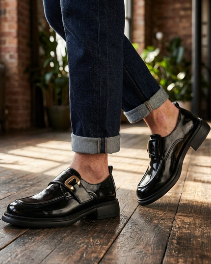Damen Leder-Schuhe Schwarz