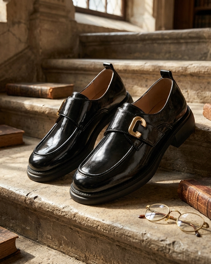 Damen Leder-Schuhe Schwarz