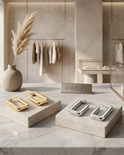 TRIBECA Square Chic Creolen | Gold & Silber