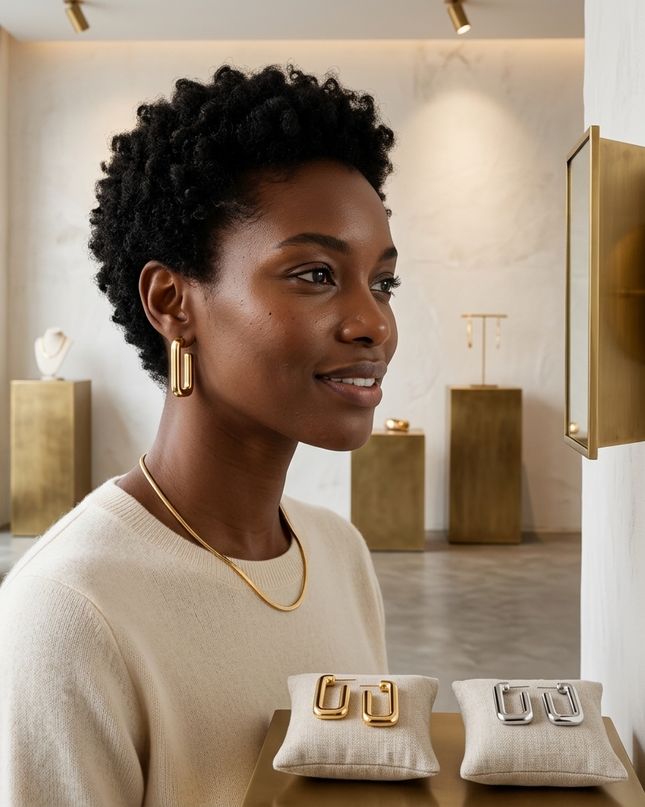 TRIBECA Square Chic Creolen | Gold & Silber