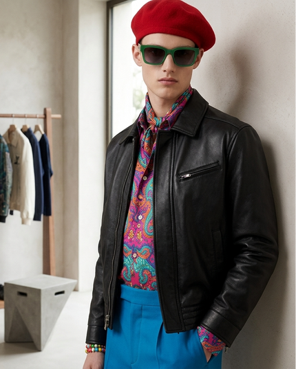 SOHO COUTURE Faux Leather Jacket Herren | Schwarz