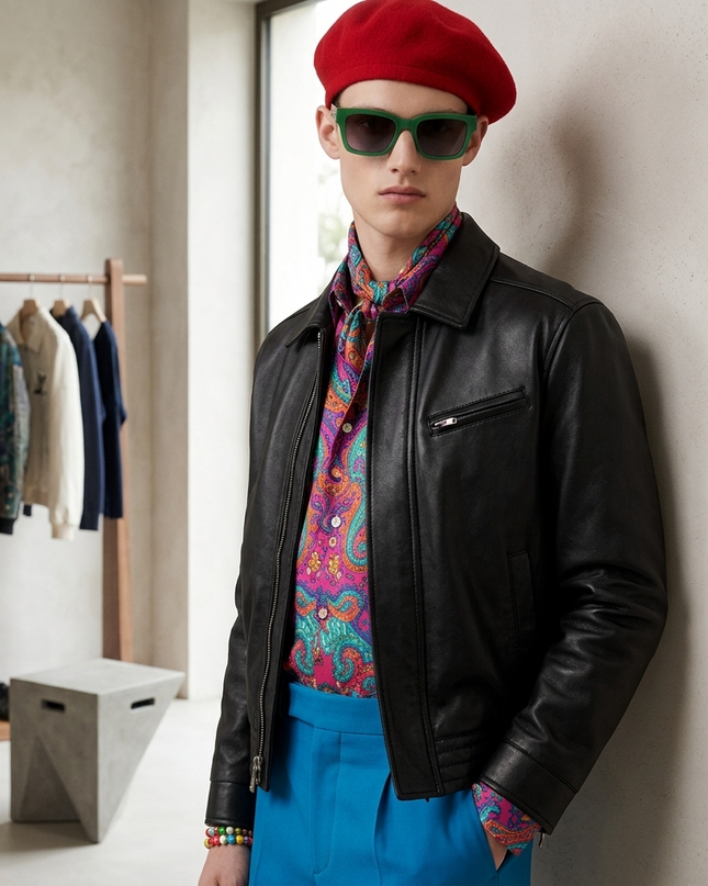 SOHO COUTURE Faux Leather Jacket Herren | Schwarz