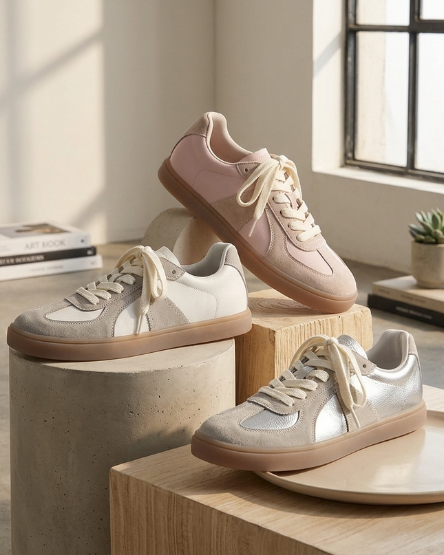 Masoomake Leichte Casual Sneakers Damen | Pink, Silber, Weiss