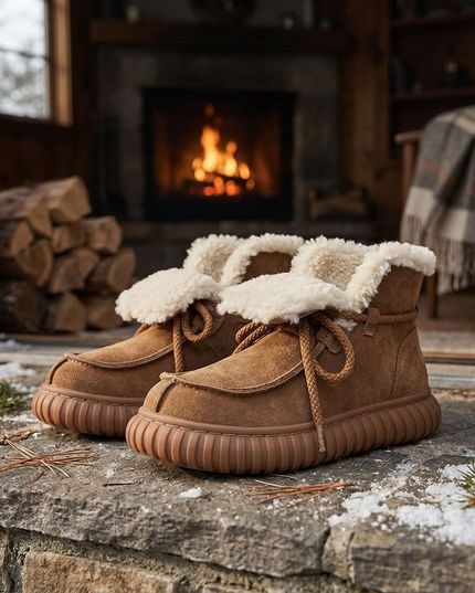 Masoomake Suede Shearling Winterstiefel Damen | Braun