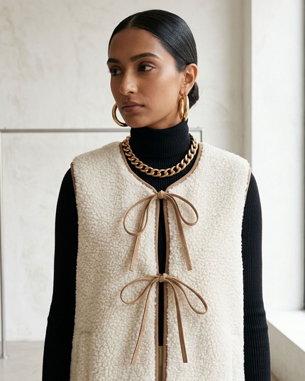 BYMANYC Tribeca | Eco-Weste Damen | Plüsch Shearling-Style | Off-White