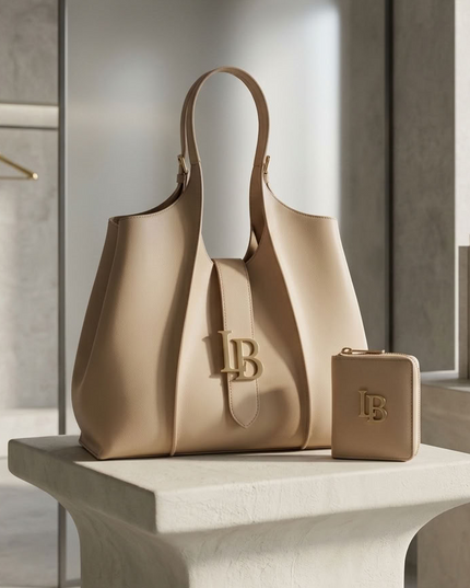 LaBante London | Chelsea Set | Shoulder Bag + Mini Wallet | Vegan | Nude