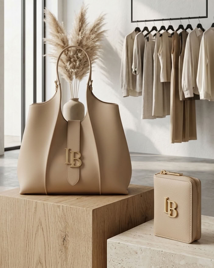 LaBante London | Chelsea Set | Shoulder Bag + Mini Wallet | Vegan | Nude