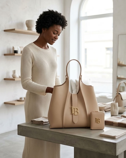 LaBante London | Chelsea Set | Shoulder Bag + Mini Wallet | Vegan | Nude