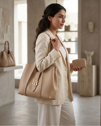 LaBante London | Chelsea Set | Shoulder Bag + Mini Wallet | Vegan | Nude