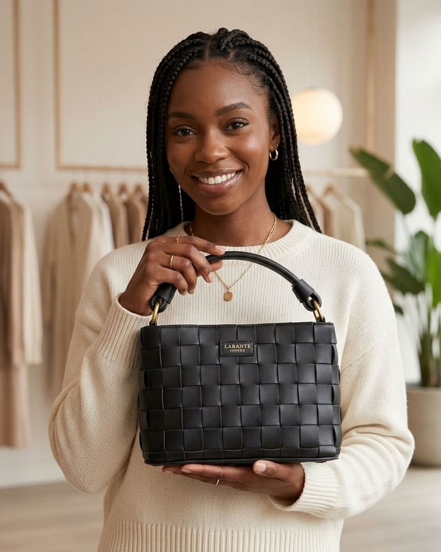 LaBante London | Baby Bella Mini Crossbody Bag | Handgewebt | Schwarz