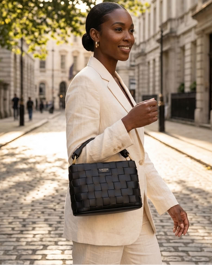 LaBante London | Baby Bella Mini Crossbody Bag | Handgewebt | Schwarz