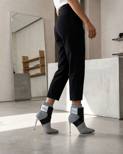 BYMANYC® New York | Futurista Onyx Vegan Stiletto Boots | Limited Edition