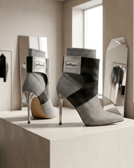 BYMANYC® New York | Futurista Onyx Vegan Stiletto Boots | Limited Edition