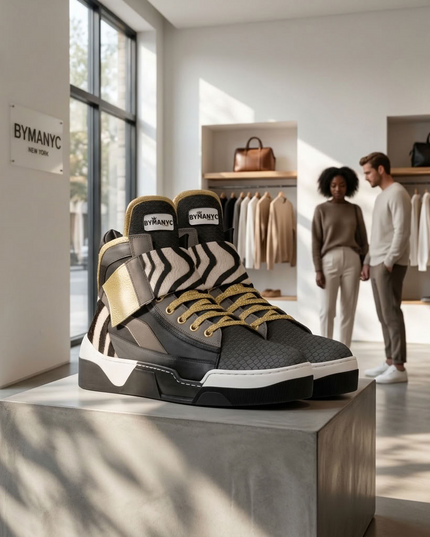 BYMANYC® New York | Chelsea Art Pulse Vegan High-Top Sneakers | Schwarz